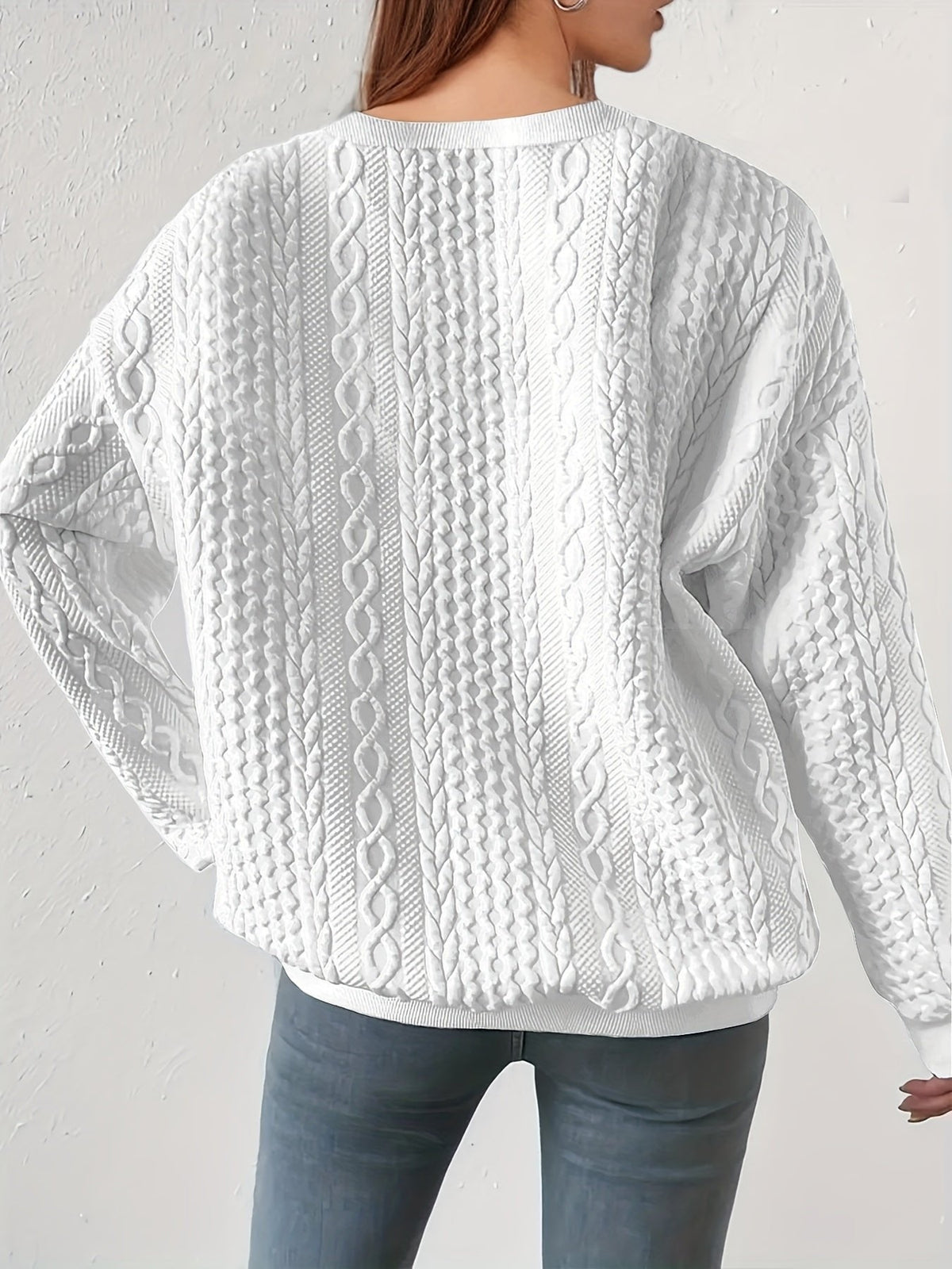 Joyce | Textured Cable-Knit Sweatshirt – Zeitlos Elegant