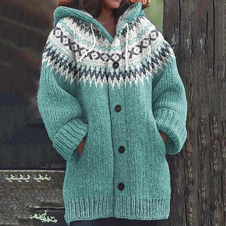 Strickjacke Damen | Norwegermuster mit Kapuze 3