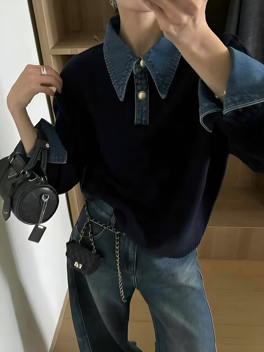 Strickpullover Damen | Jeanskragen & Eleganter Look 1