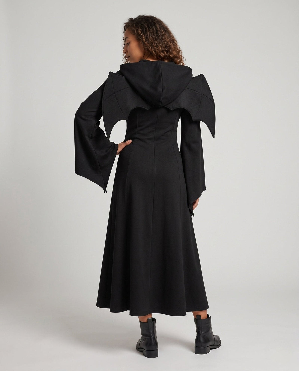 Hexenkleid Damen | Mit Kapuze & Weiten Ärmeln