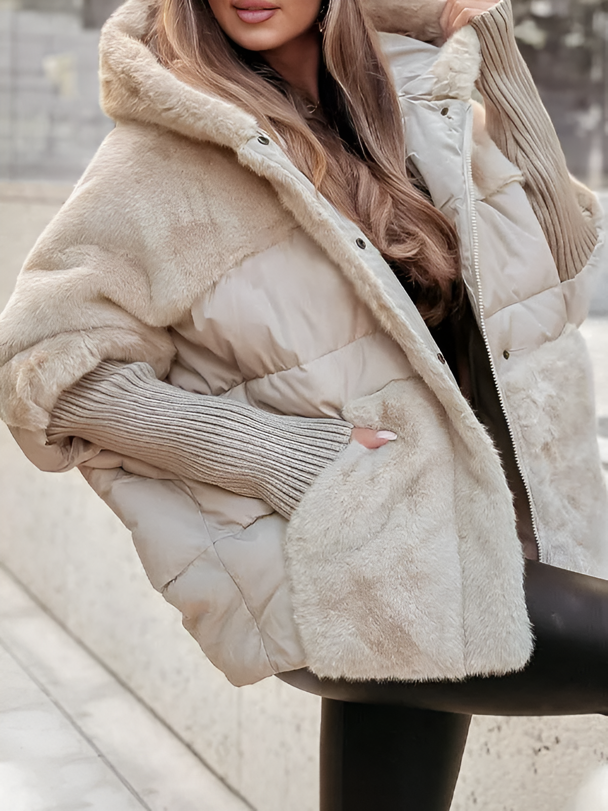 Steppjacke Damen | Oversized Schnitt mit Kapuze 6