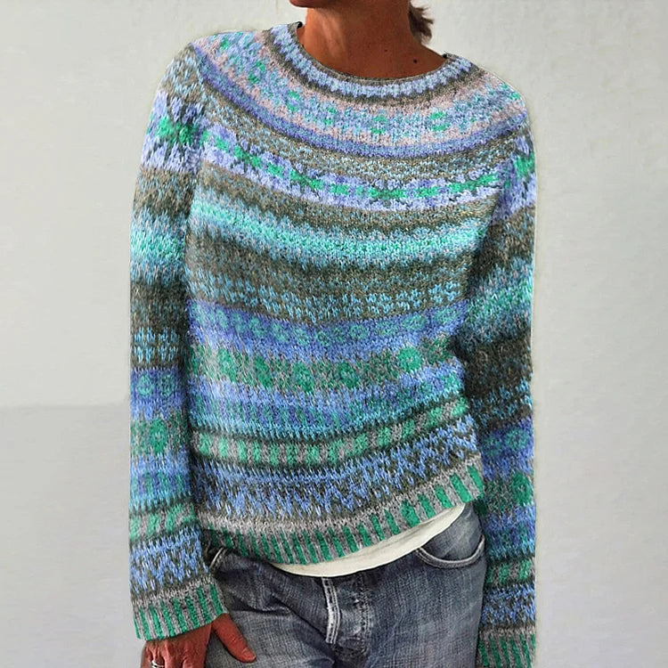 Einzigartiger, handgefertigter Damenpullover im isländischen Stil mit bequemer Passform und besonderen Mustern - 4 - Annoboutique