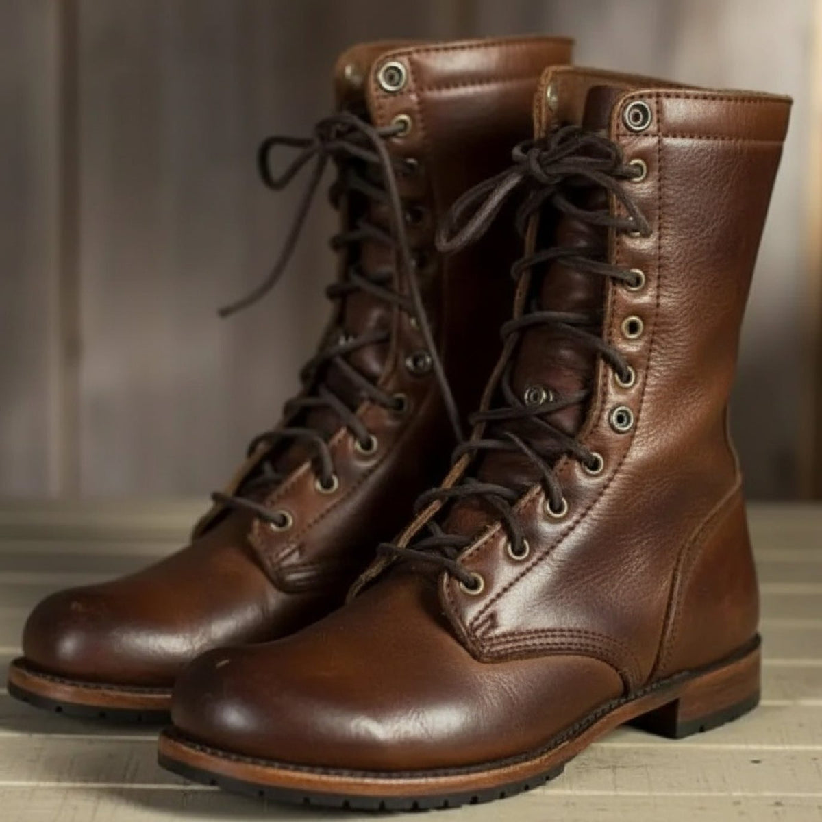 Damen Wadenhohe Schnürstiefel mit weichem Fleecekragen - J&B - 1 - Annoboutique