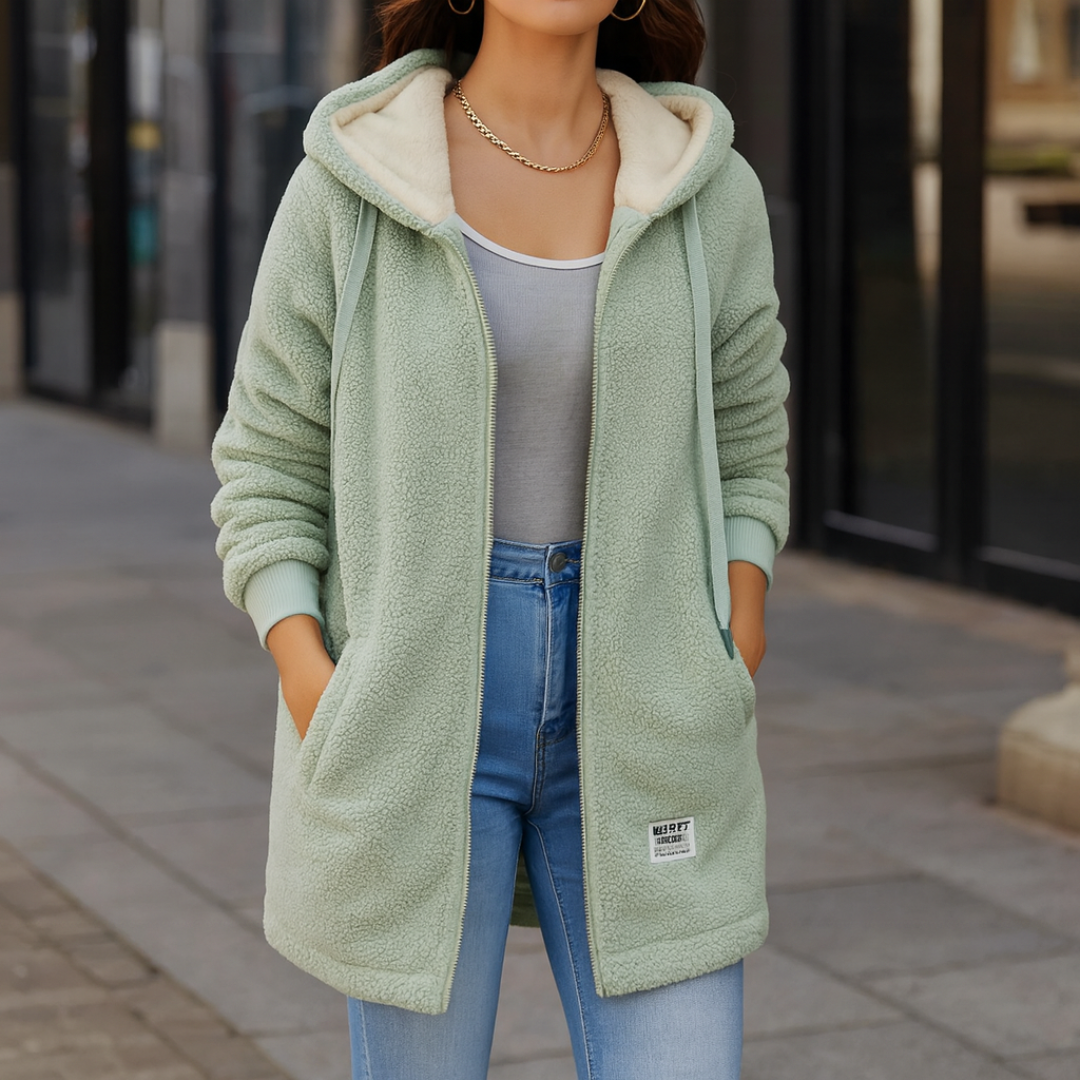 Damen Fleecejacke mit Kapuze und praktischen Taschen | A&B - 7 - Annoboutique