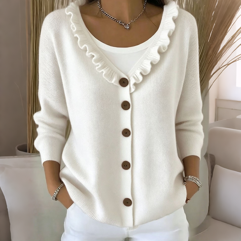 Damen Cardigan mit femininer Silhouette und Knopfverschluss | A&B - 1 - Annoboutique