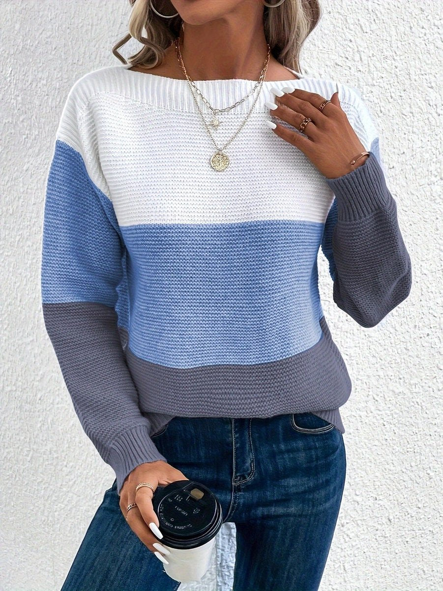 Strickpullover Damen | Farbblock Design & Weich