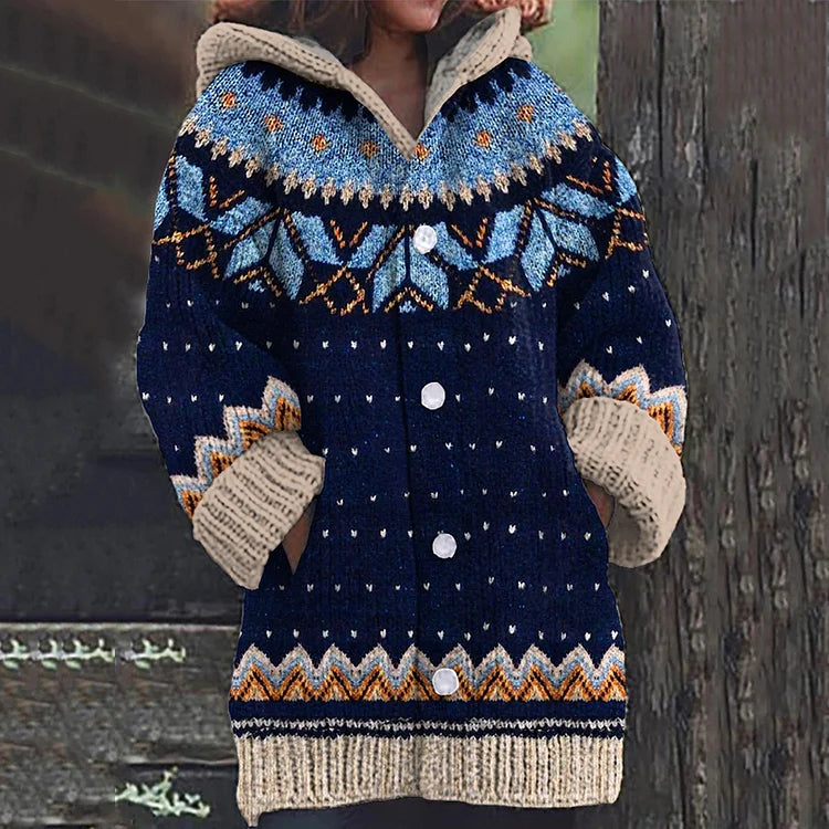 Strickjacke Damen | Norwegermuster mit Kapuze 2