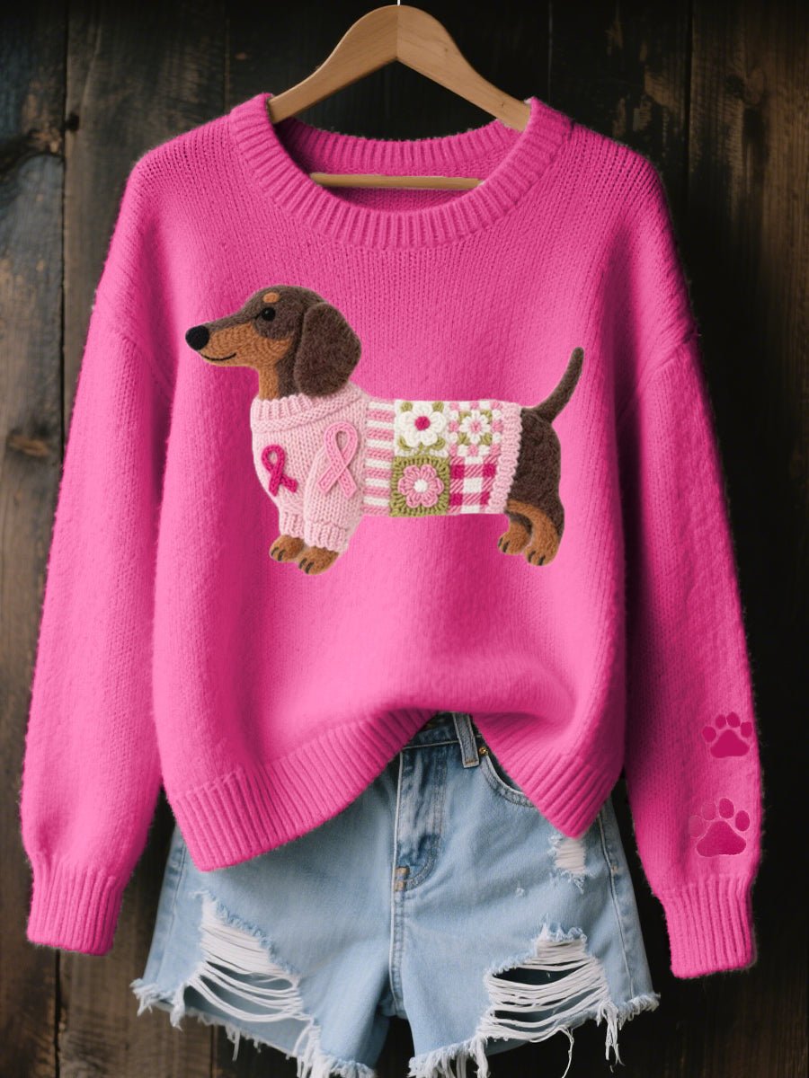 Strickpullover Damen | Dackel-Motiv & Oversize Passform 3