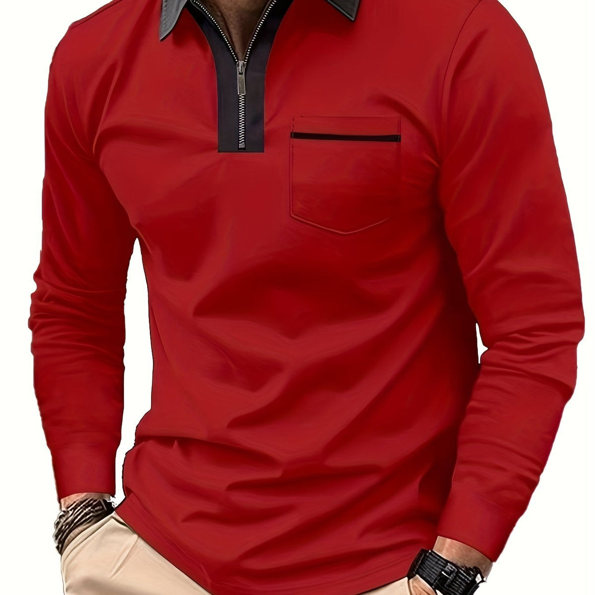 Poloshirt Herren Langarm | Reißverschlusskragen & Bequem