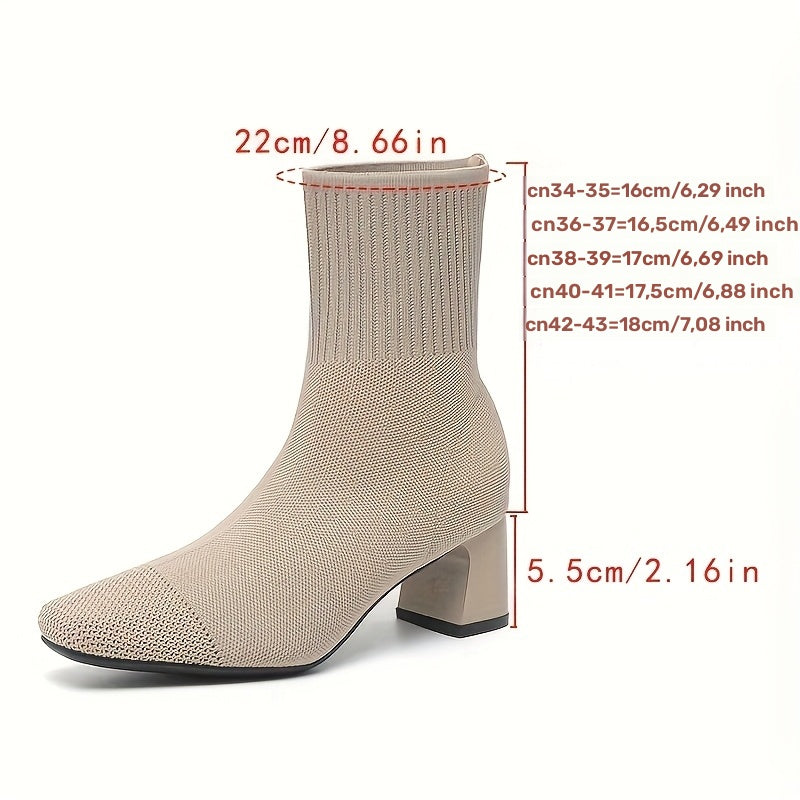 Strick-Stiefeletten Damen | Blockabsatz & Bequem 15