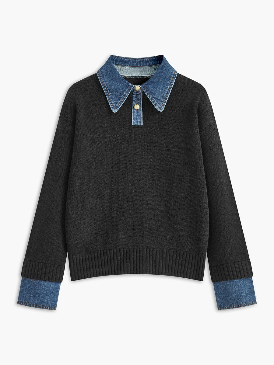 Strickpullover Damen | Jeanskragen & Eleganter Look 6