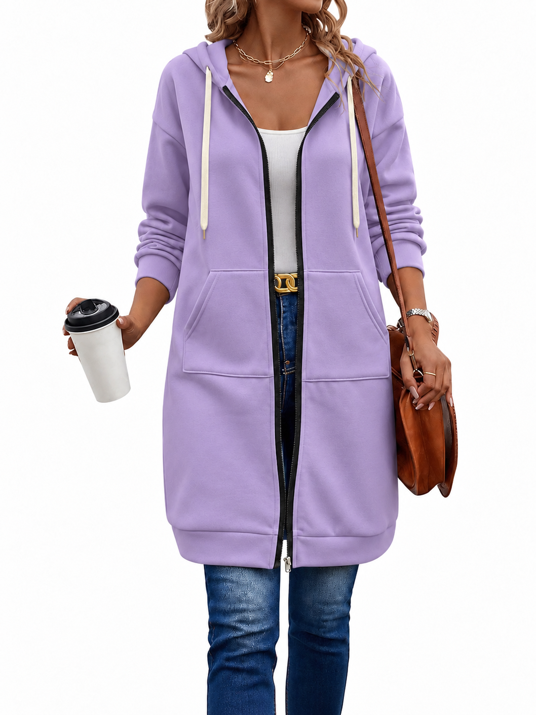 Langer Zip-Hoodie Damen | Knielang & Kuschelig 6