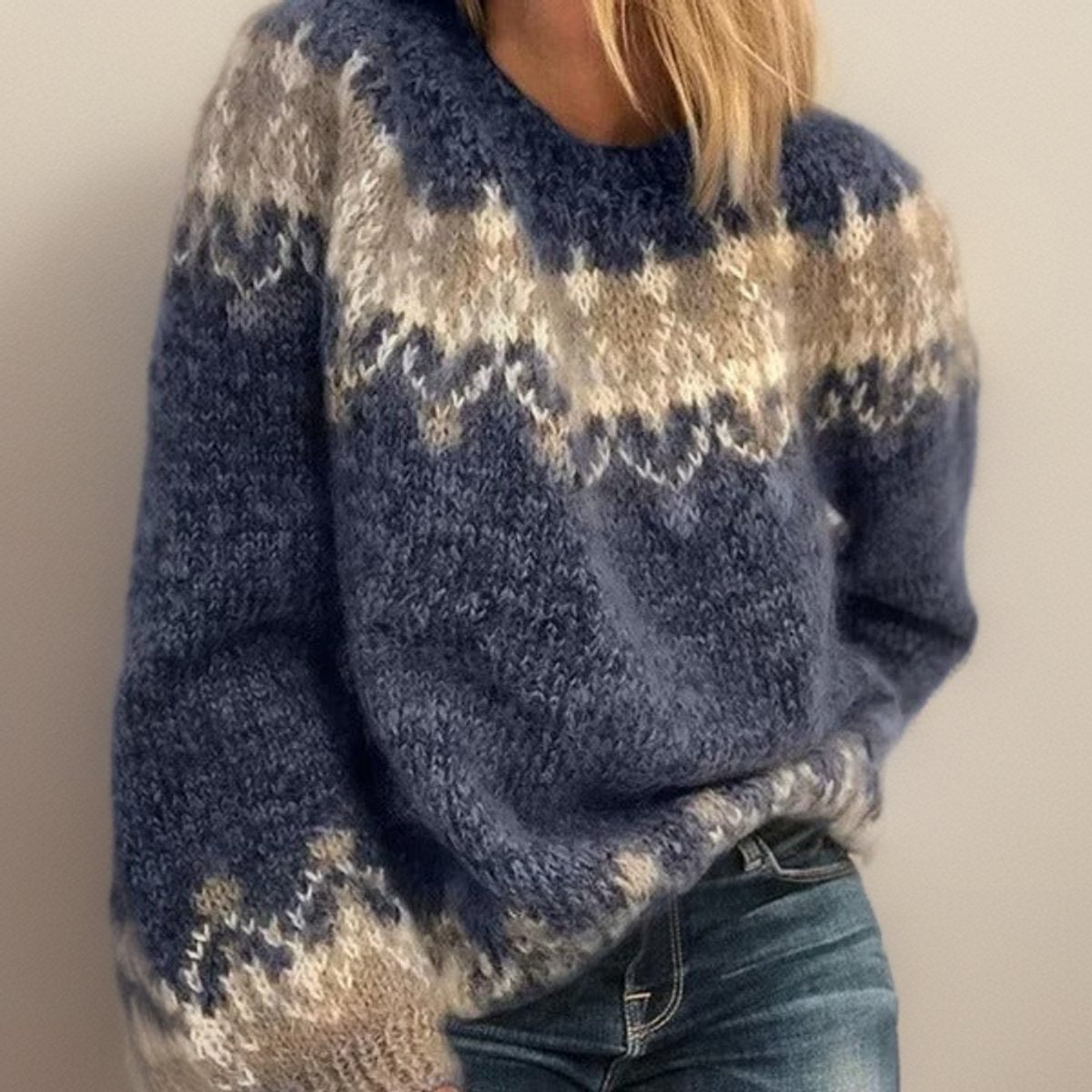 Strickpullover Damen | Jacquard-Muster & Kuschelig Warm