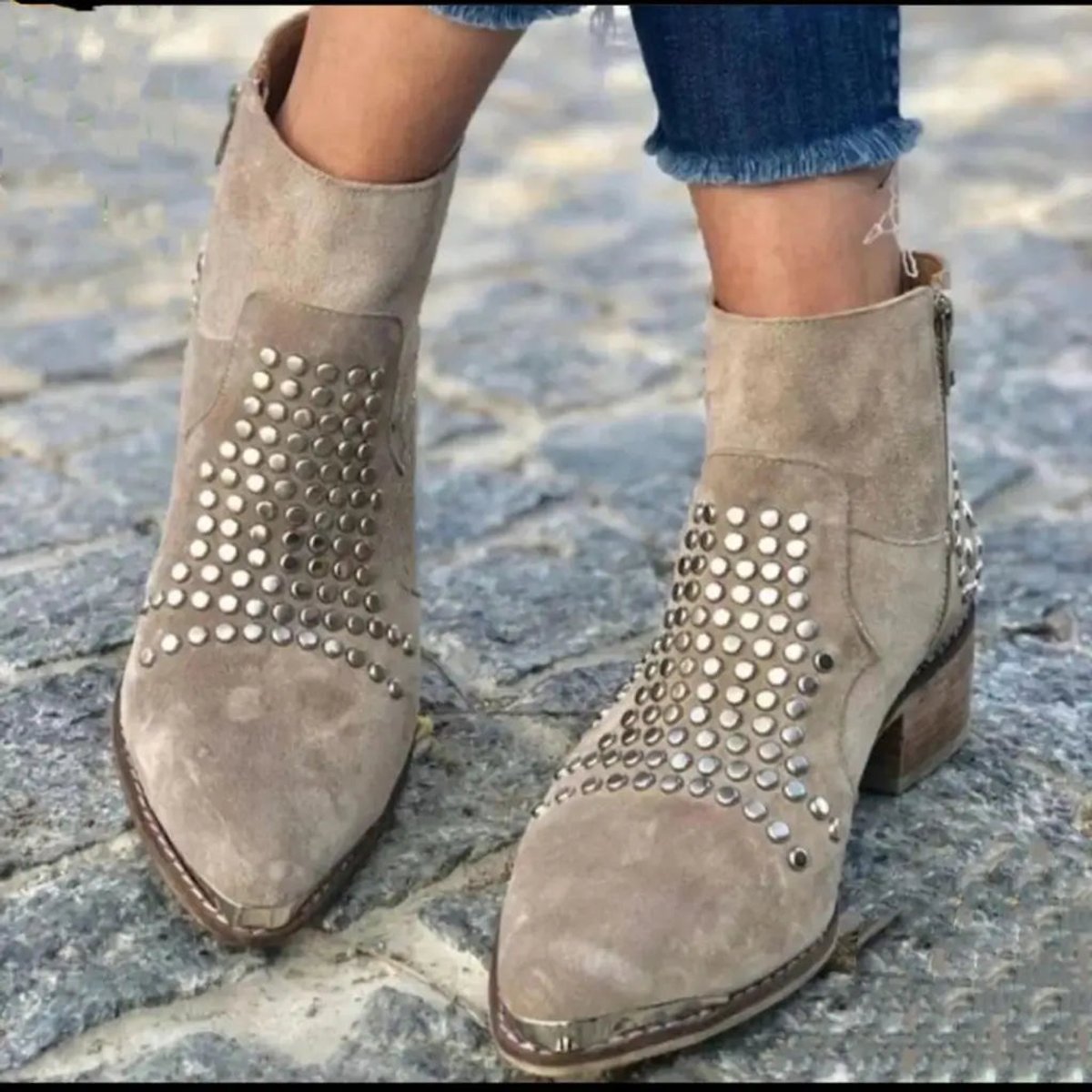 Stiefeletten Damen | Nieten & Blockabsatz 4