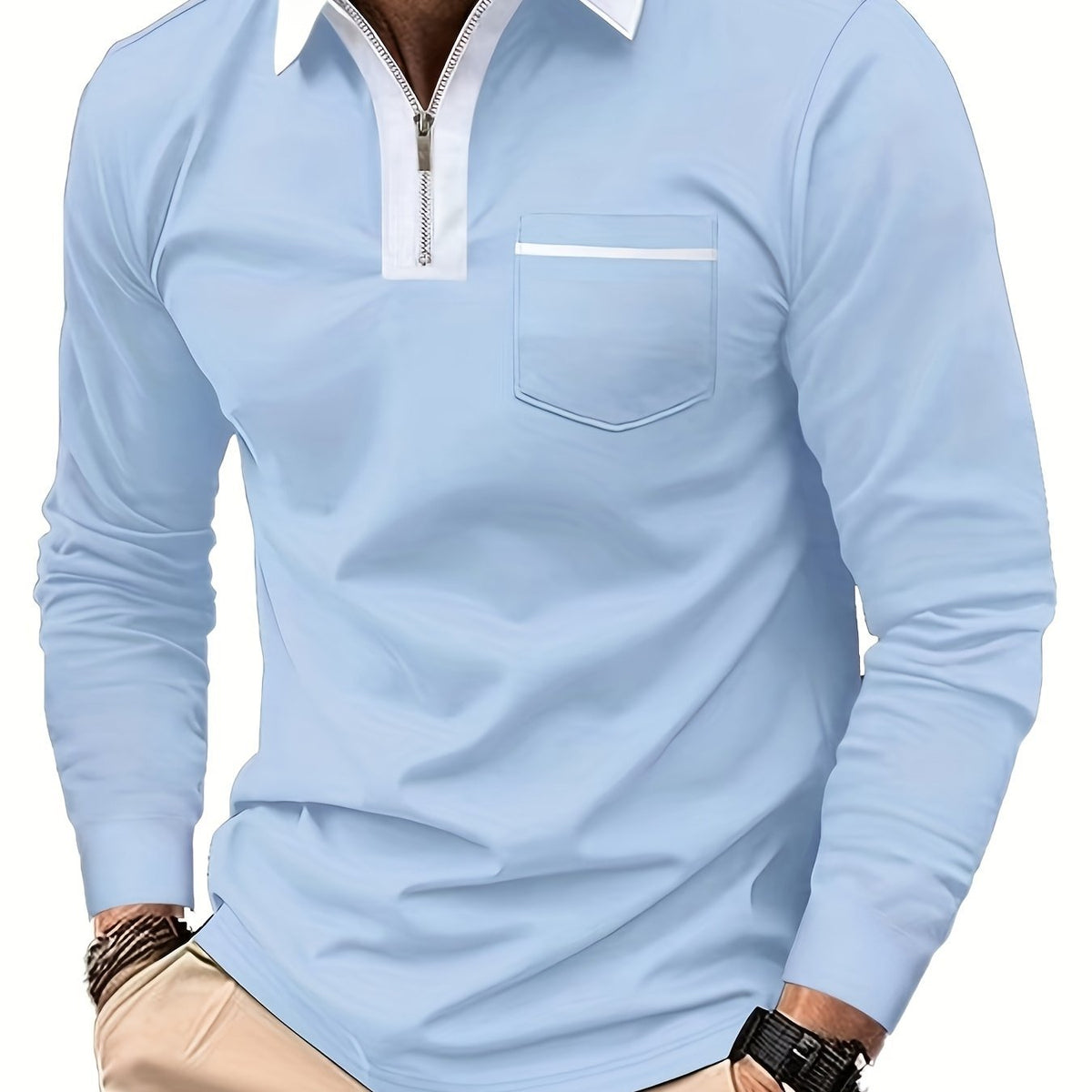 Poloshirt Herren Langarm | Reißverschlusskragen & Bequem
