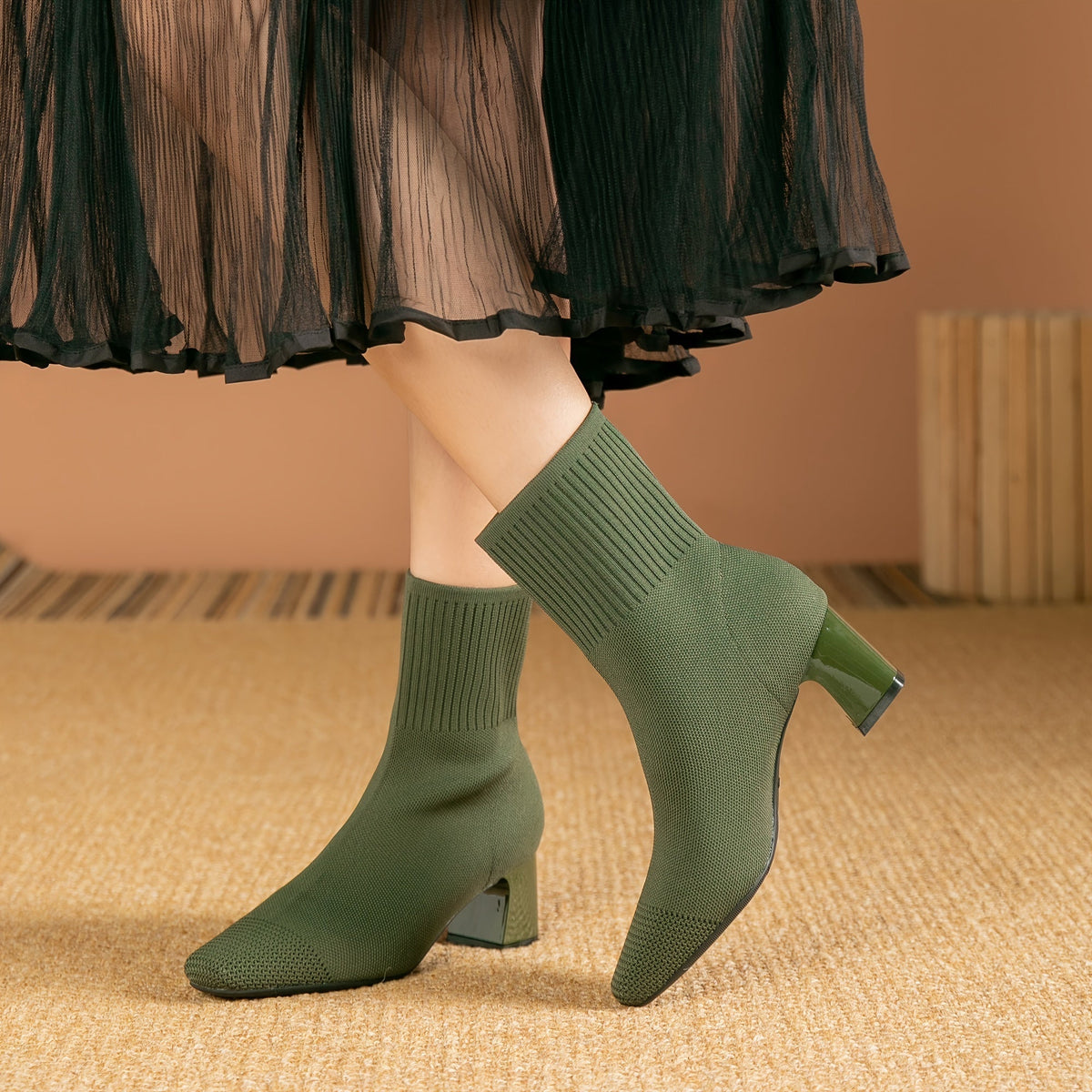 Strick-Stiefeletten Damen | Blockabsatz & Bequem 7