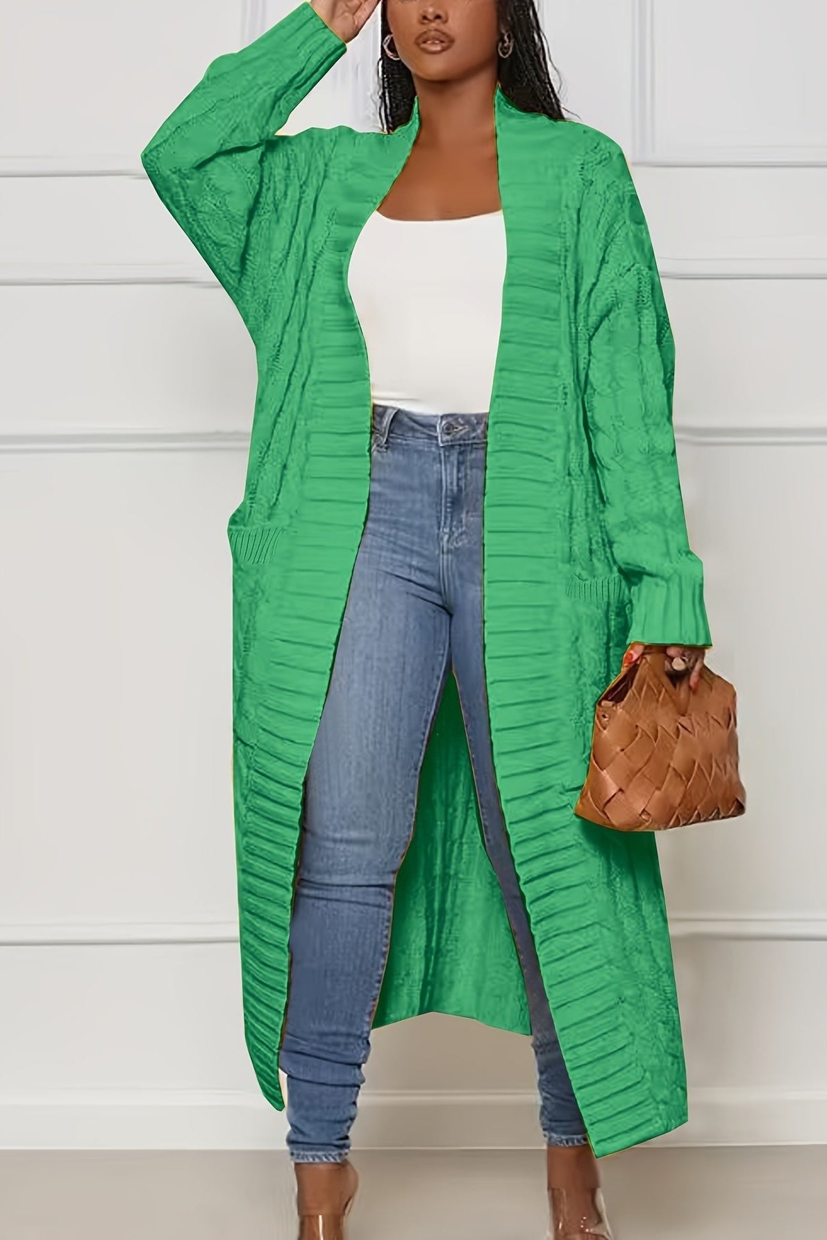 Cardigan Damen Lang | V-Ausschnitt & Rippstruktur 7