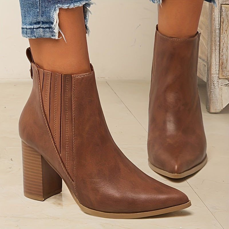 Stiefeletten Damen | Spitz Zulaufend & Blockabsatz 10