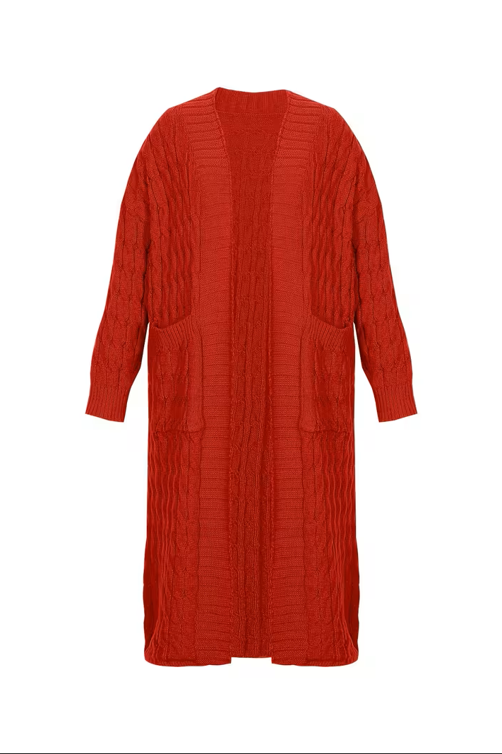 Cardigan Damen Lang | V-Ausschnitt & Rippstruktur 3