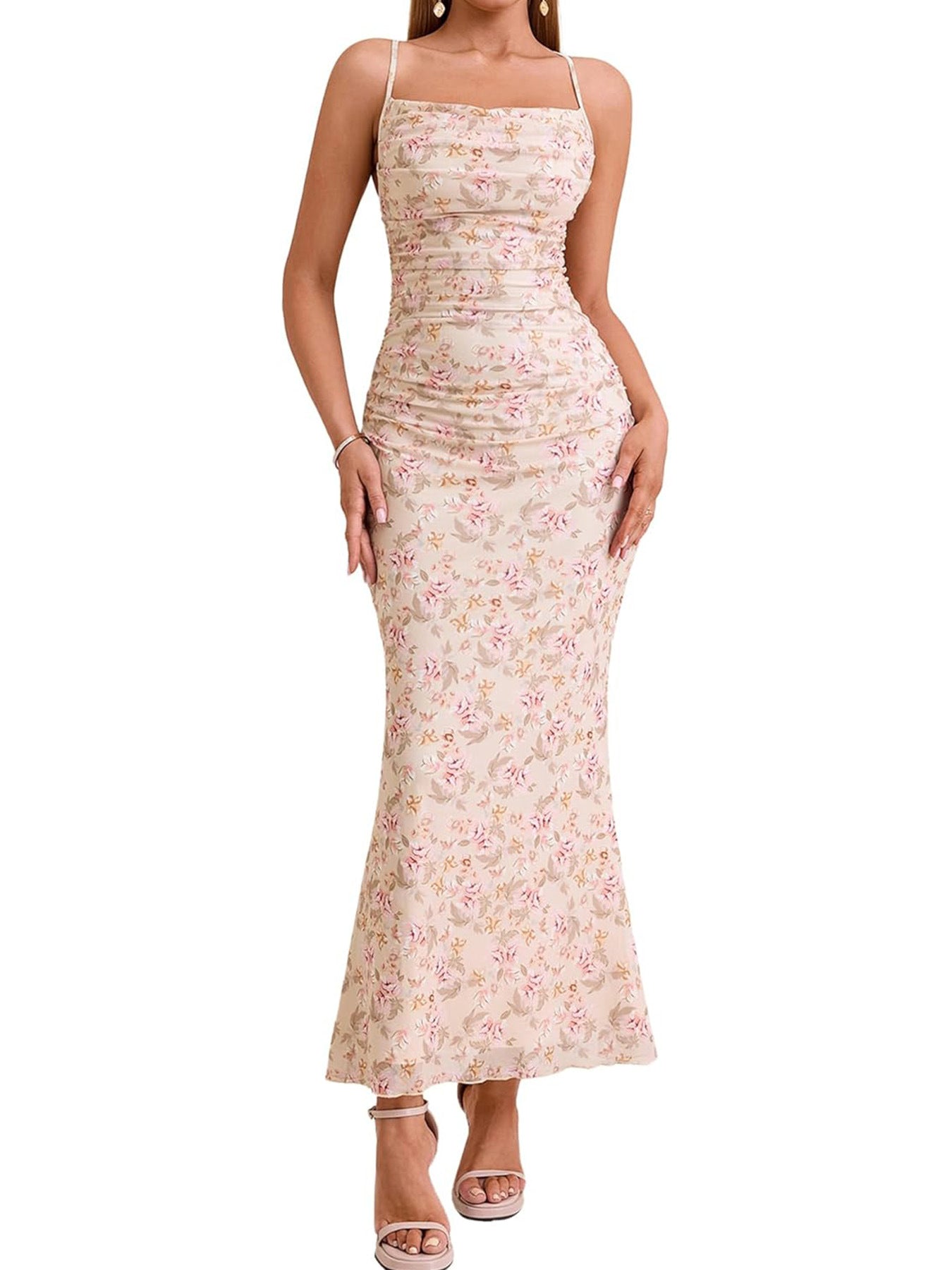 Damen Eingehülltes Abendkleid mit trägerlosem Design und Raffungen Drune 12