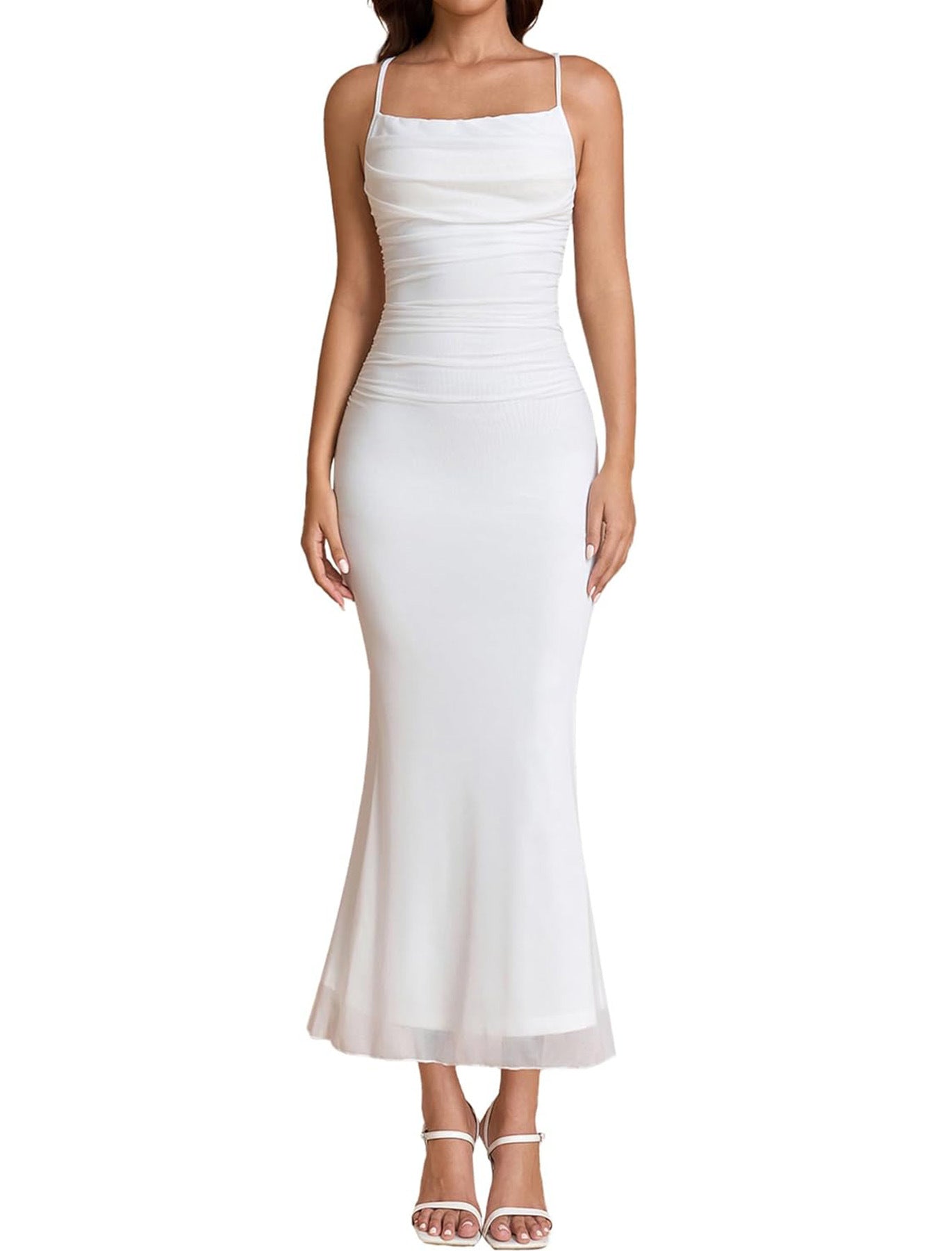 Damen Eingehülltes Abendkleid mit trägerlosem Design und Raffungen Drune 13