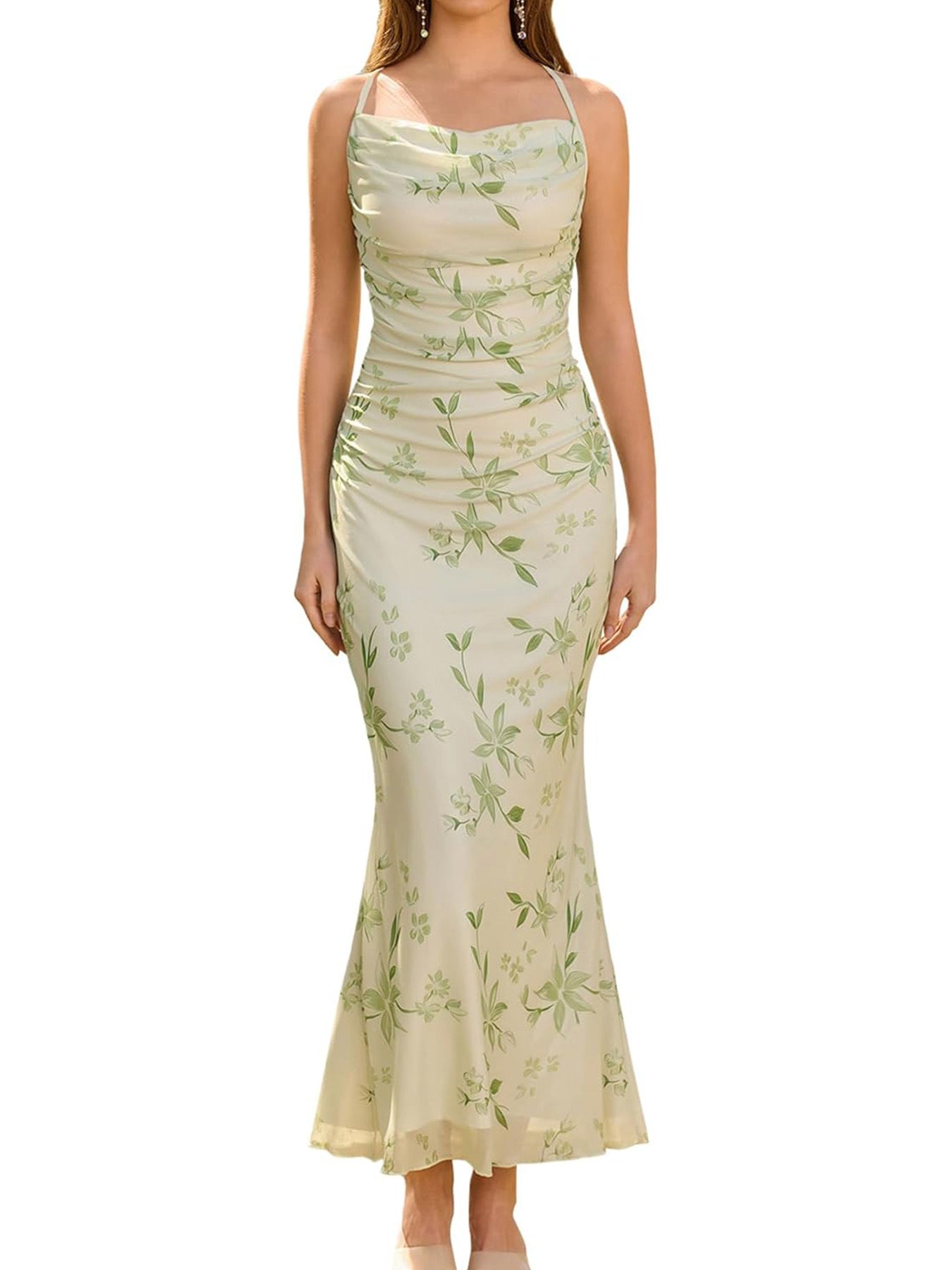 Damen Eingehülltes Abendkleid mit trägerlosem Design und Raffungen Drune 14