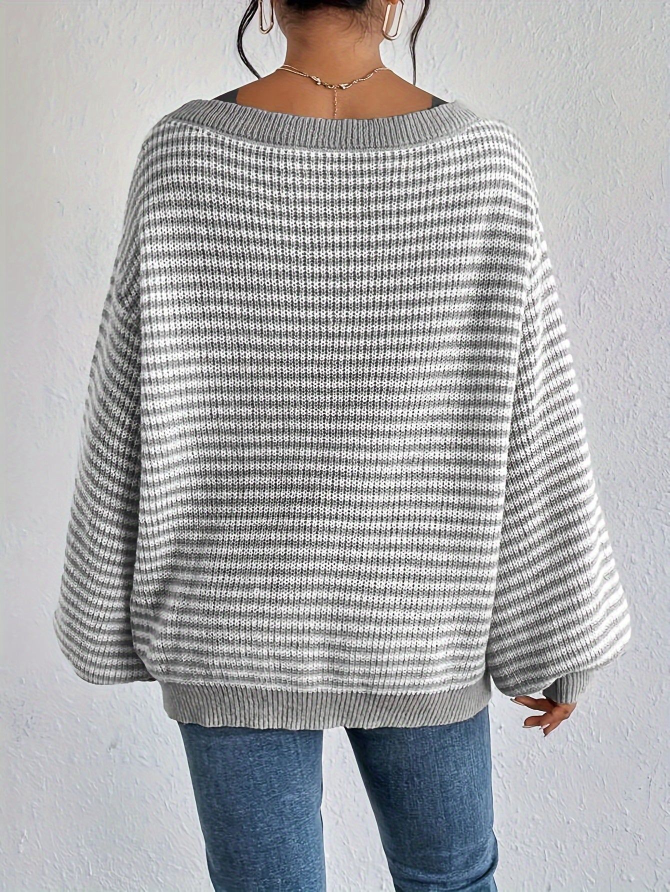 Aline - Gestreifter schulterfreier Baumwollpullover im Vintage Look