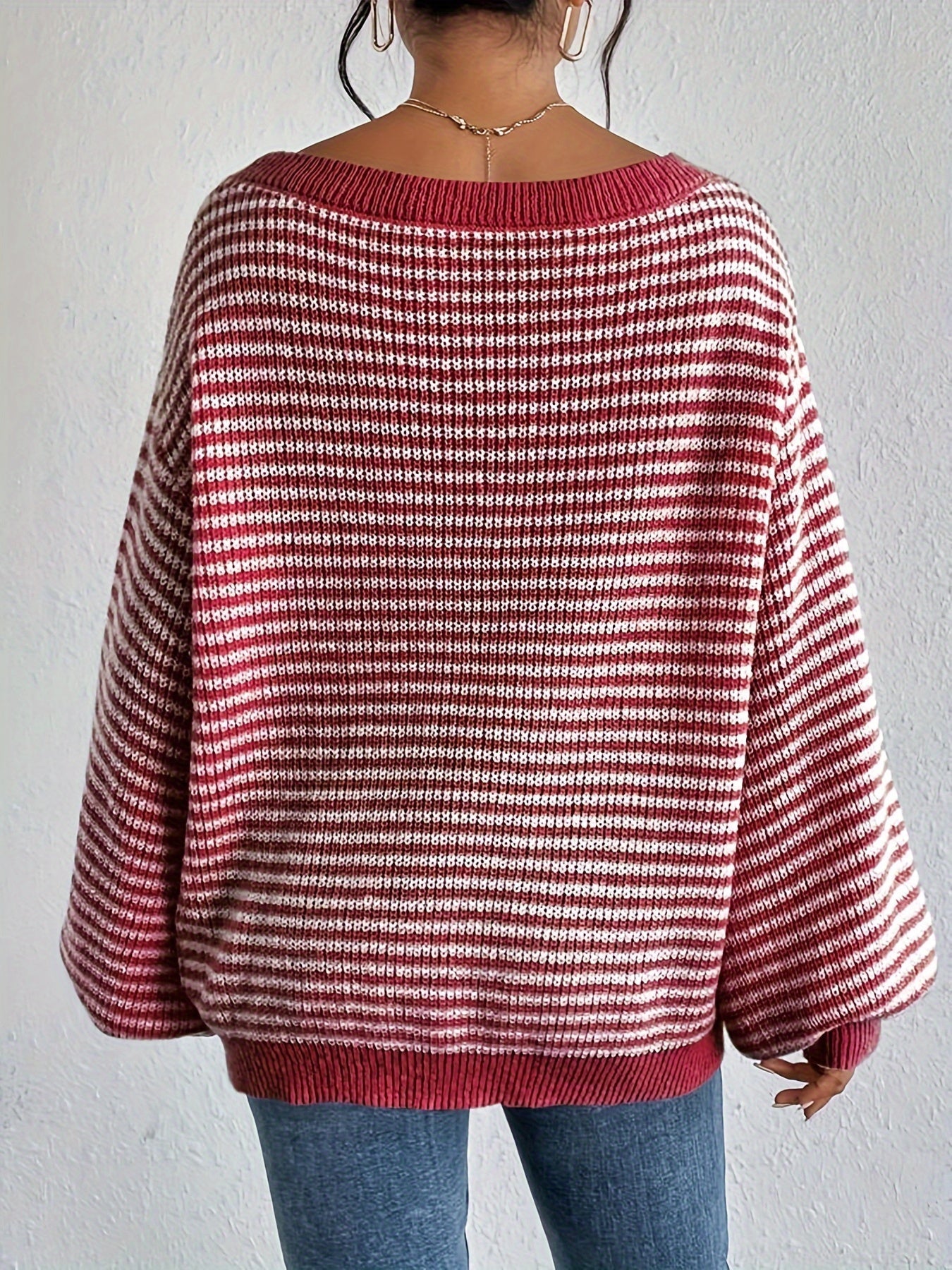 Aline - Gestreifter schulterfreier Baumwollpullover im Vintage Look