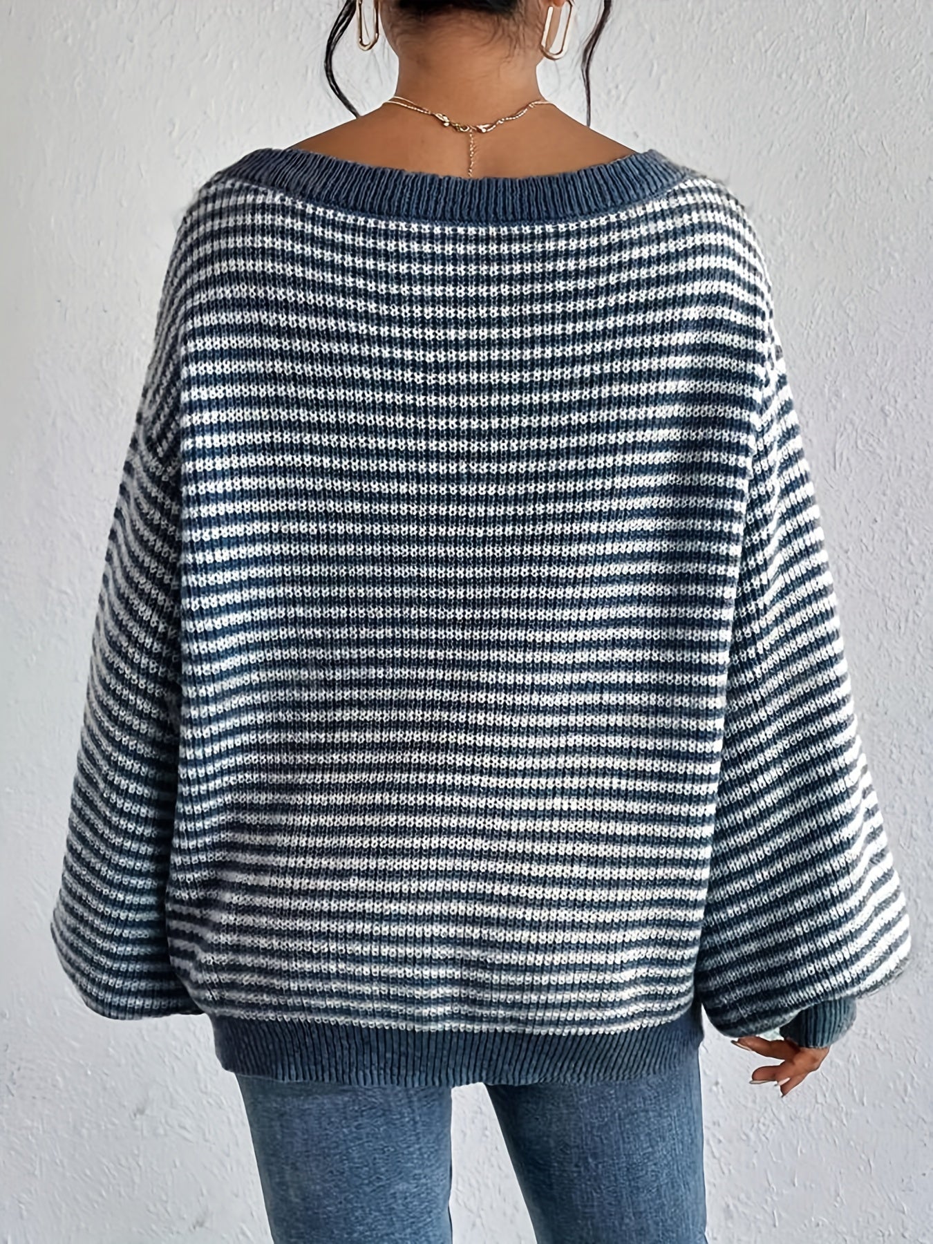 Aline - Gestreifter schulterfreier Baumwollpullover im Vintage Look