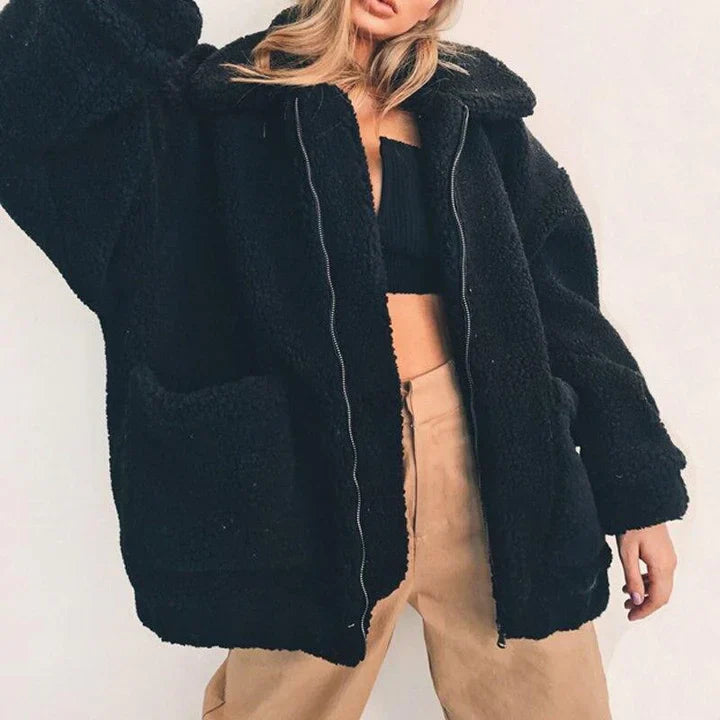 Anais - Damen Fleecejacke mit breitem Kragen