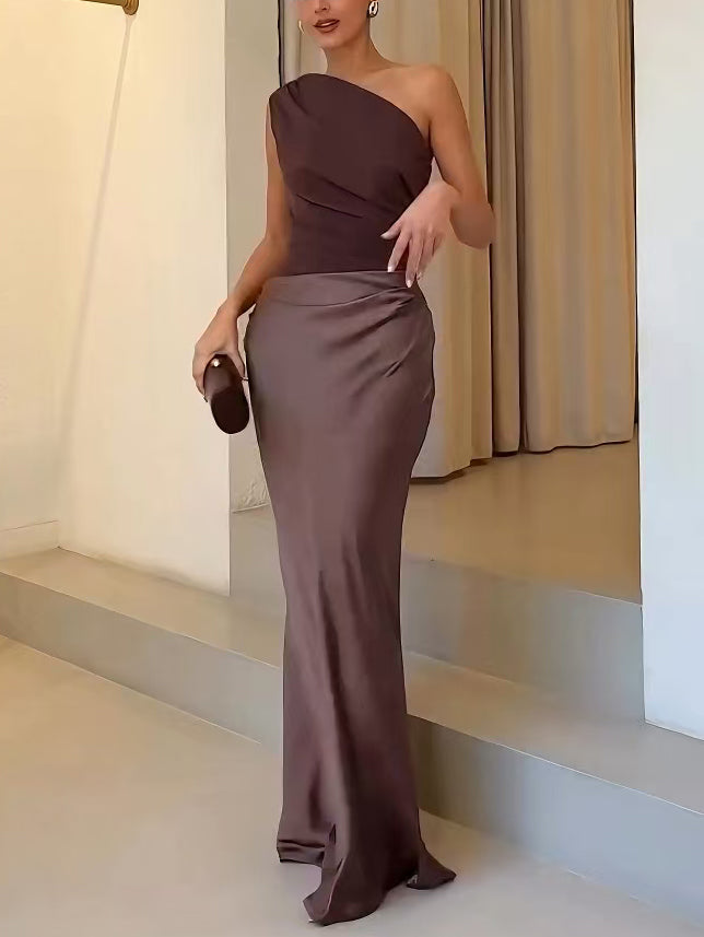 Anita™ | Schickes Ein-Schulter-Falten-Maxi-Kleid für Partys 5