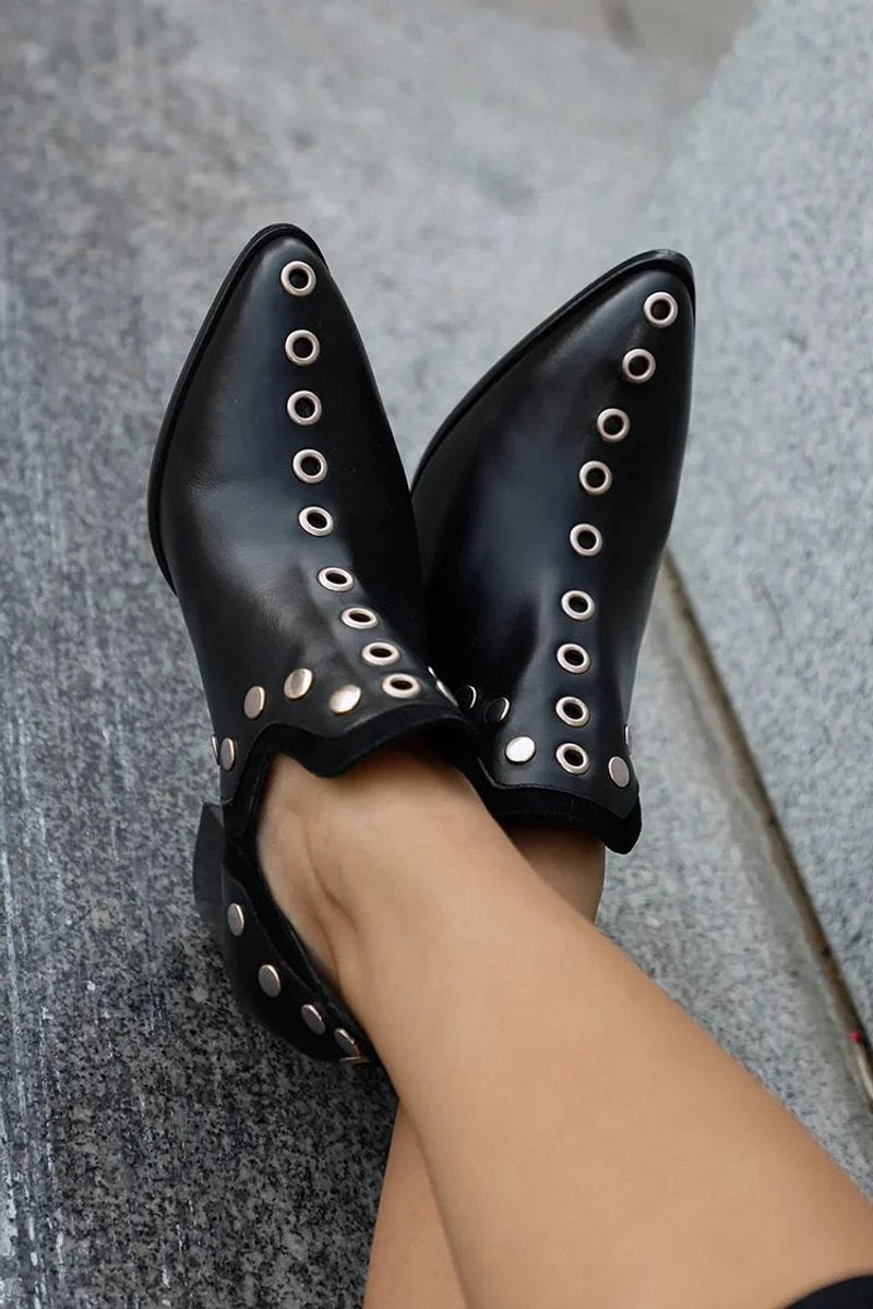 Ankle Boots Damen | Spitze Nieten & Blockabsatz