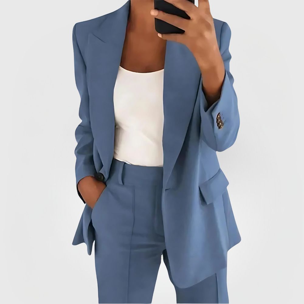 Elegantes Damen-Blazer-Kostümset mit Blazer und Hose 0