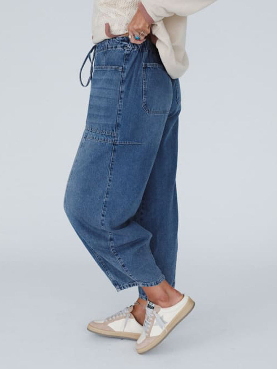 Baggy Jeans Damen | Weites Bein & Kordelzug für bequemen Sitz
