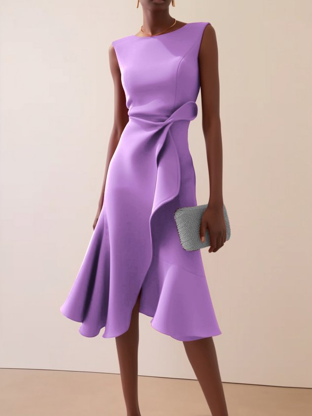 Beatrice | Damen Drapiertes Asymmetrisches Midikleid 3