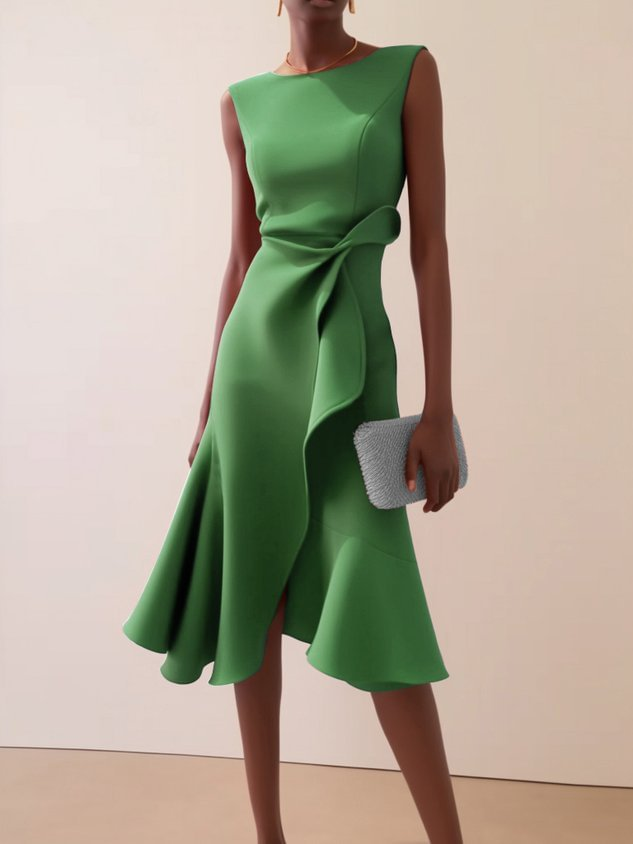 Beatrice | Damen Drapiertes Asymmetrisches Midikleid 4