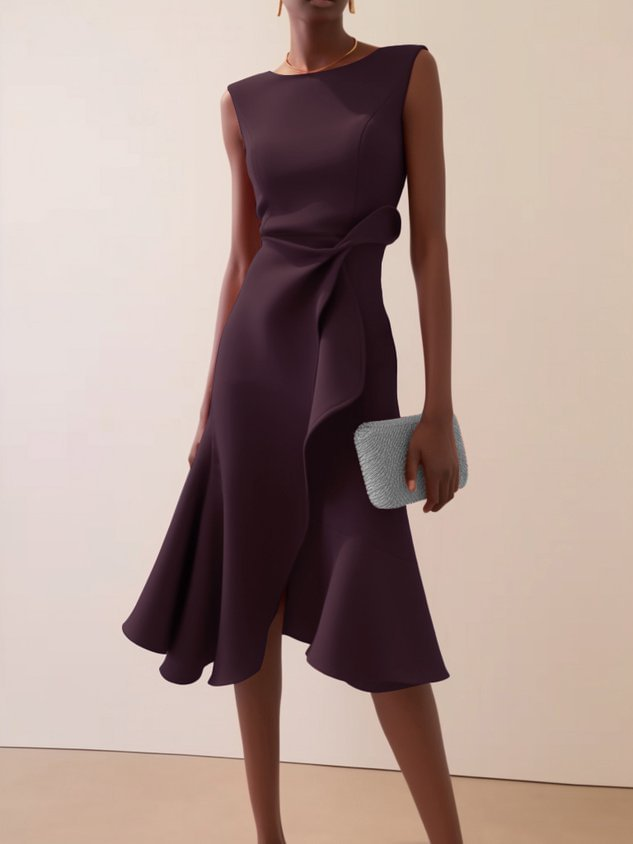 Beatrice | Damen Drapiertes Asymmetrisches Midikleid 5