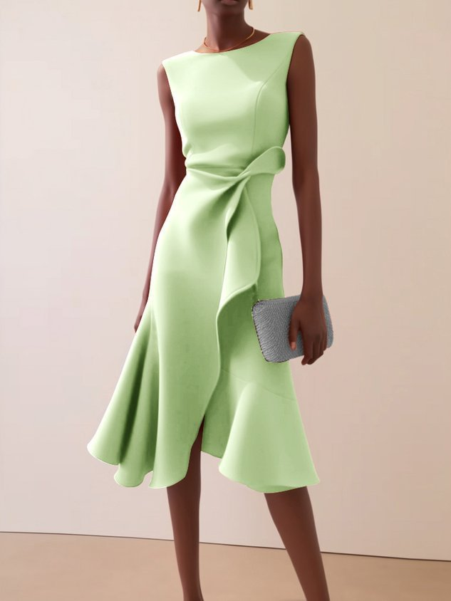 Beatrice | Damen Drapiertes Asymmetrisches Midikleid 6