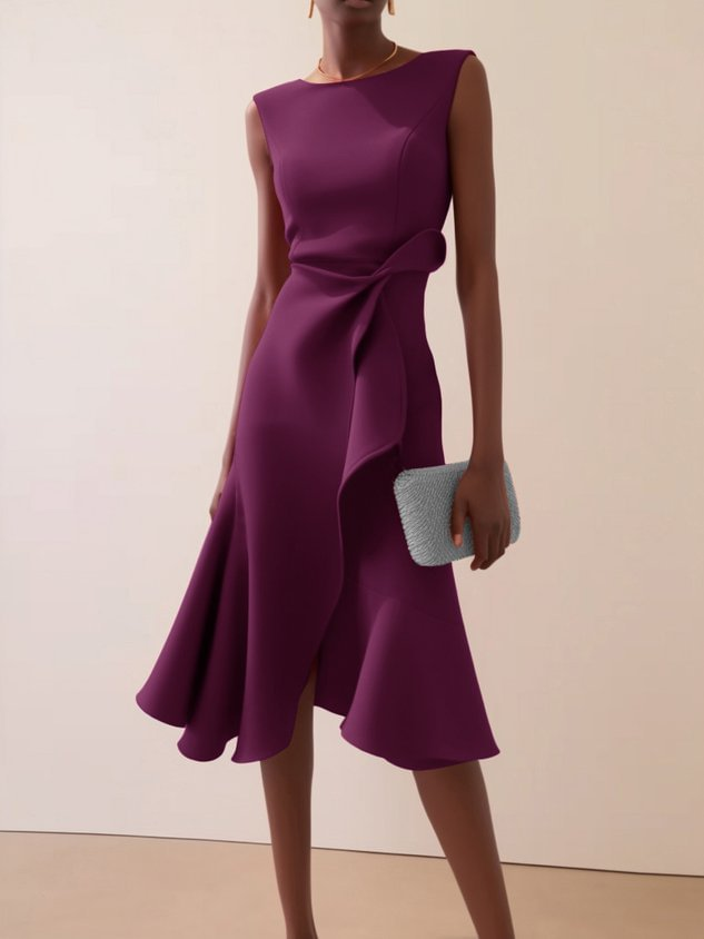 Beatrice | Damen Drapiertes Asymmetrisches Midikleid 7