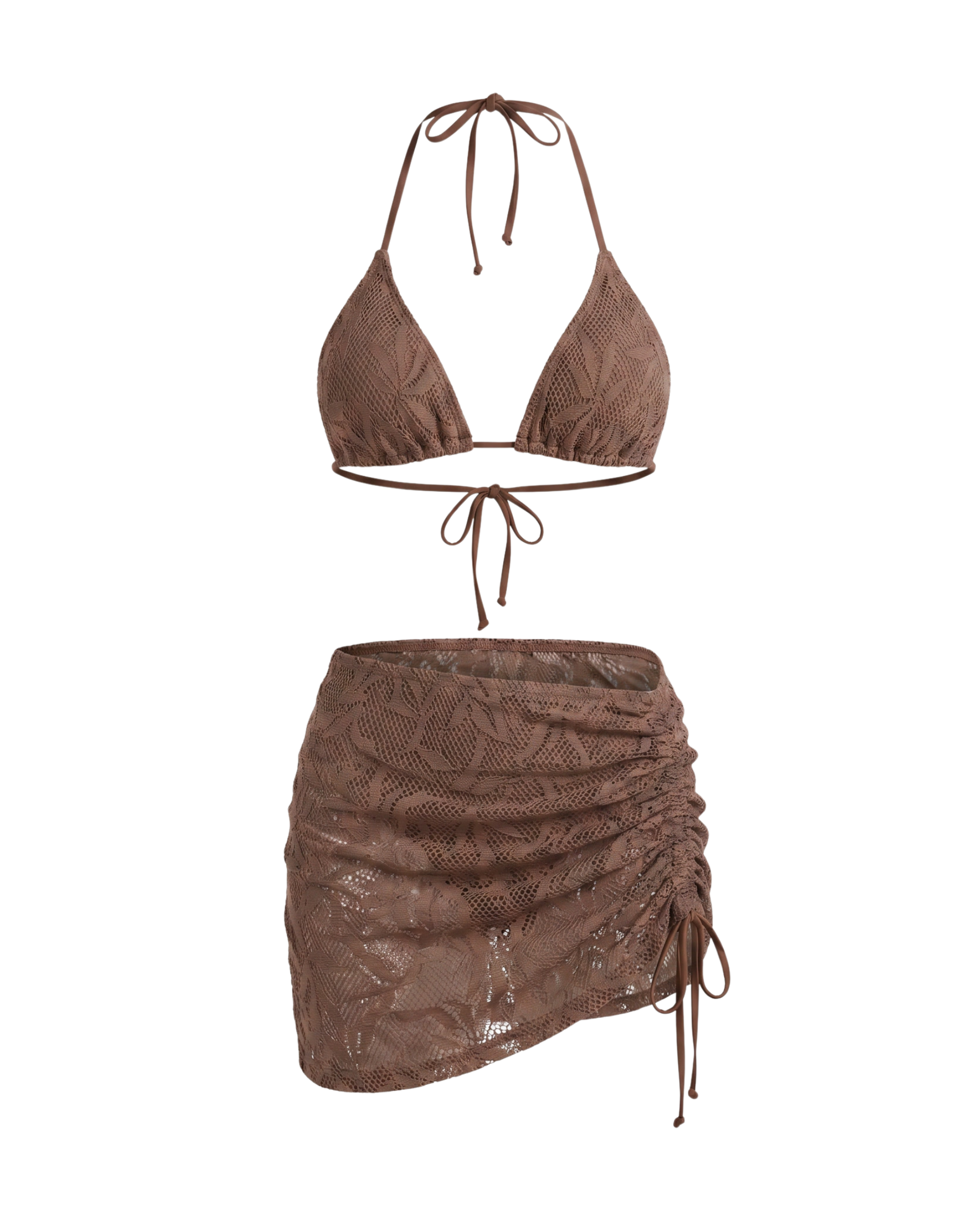 Bikini Damen | 3-teiliges Set mit Triangel-Top & Wickelrock