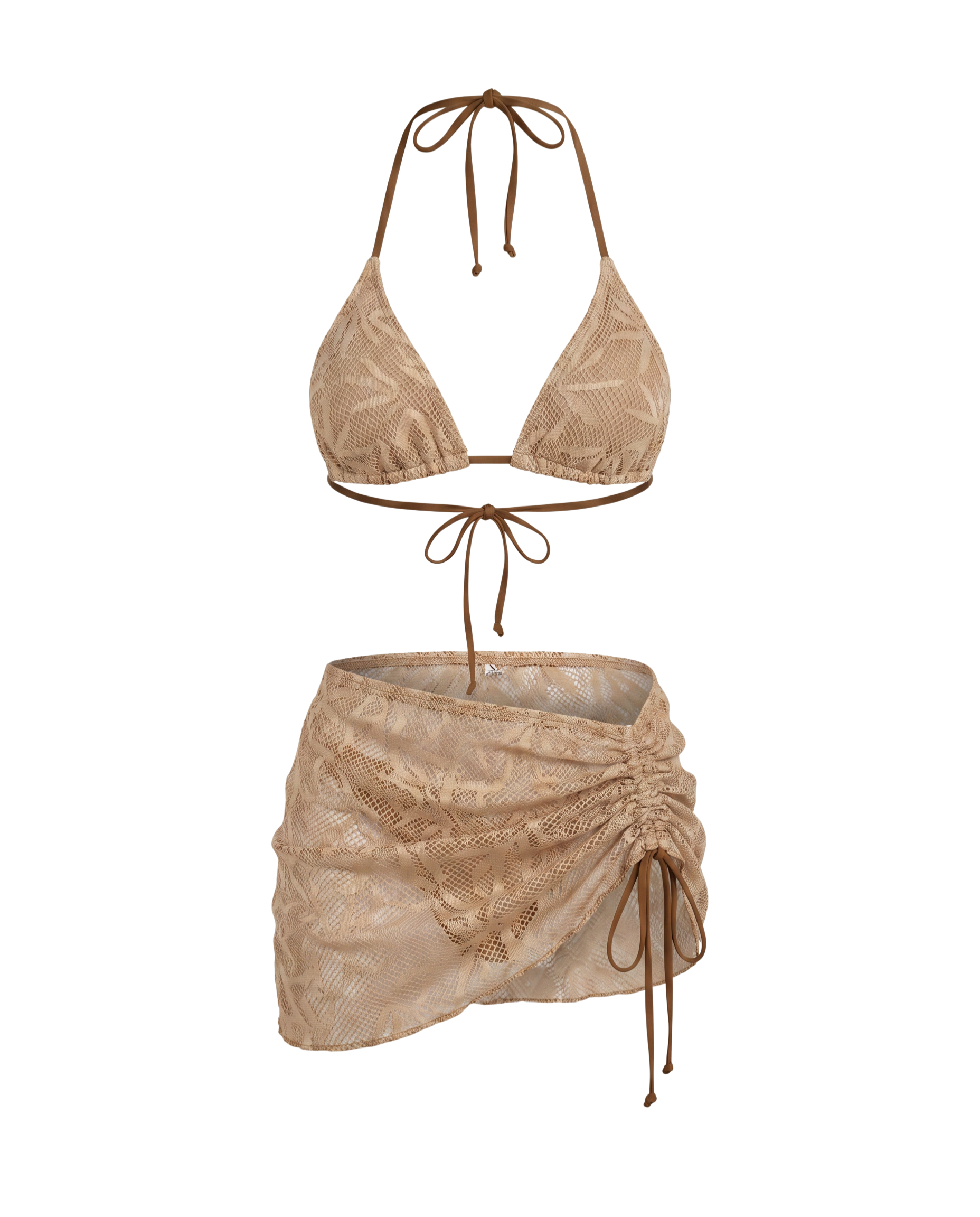 Bikini Damen | 3-teiliges Set mit Triangel-Top & Wickelrock