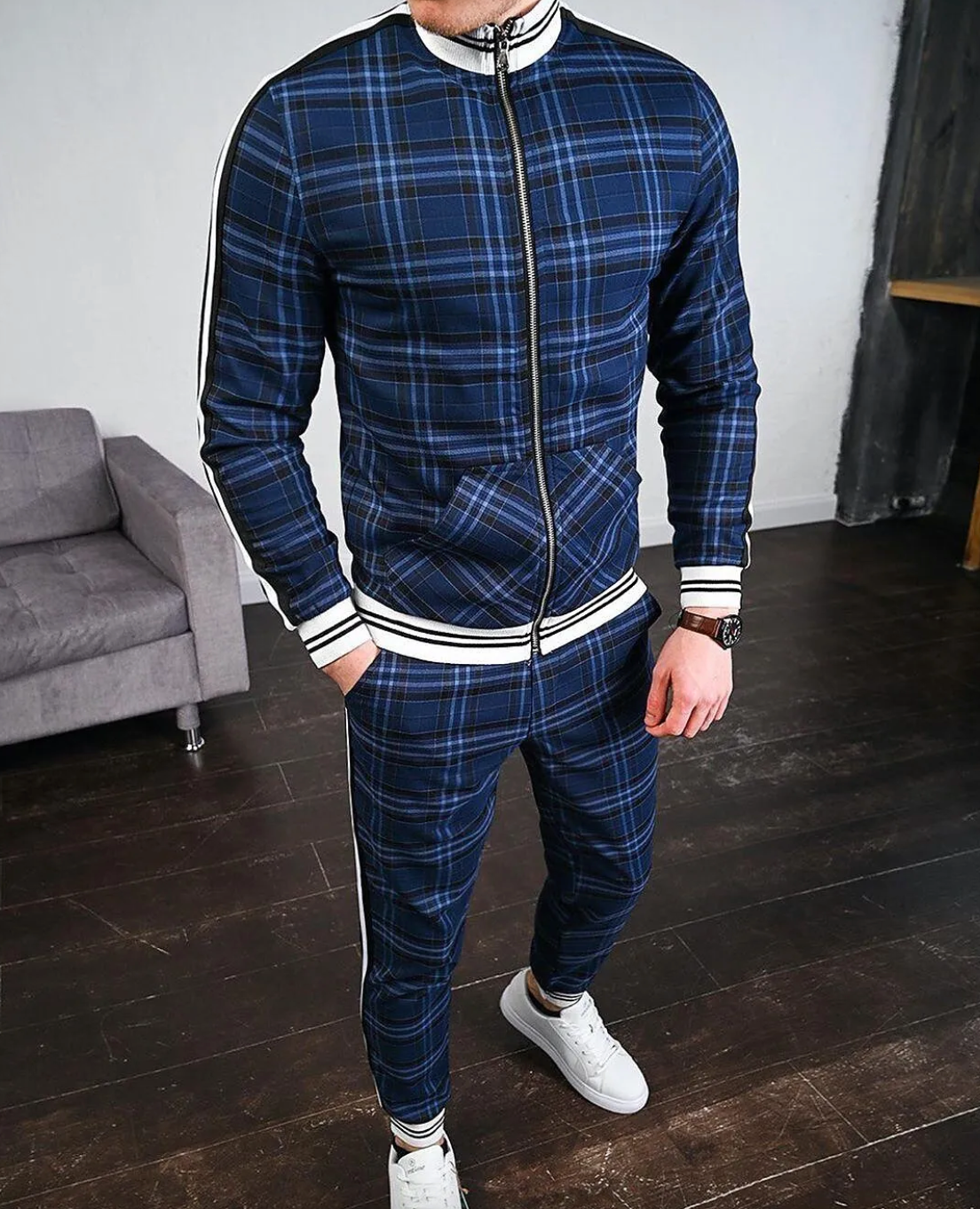 Trainingsanzug Herren | Karomuster & Sportlicher Look 2