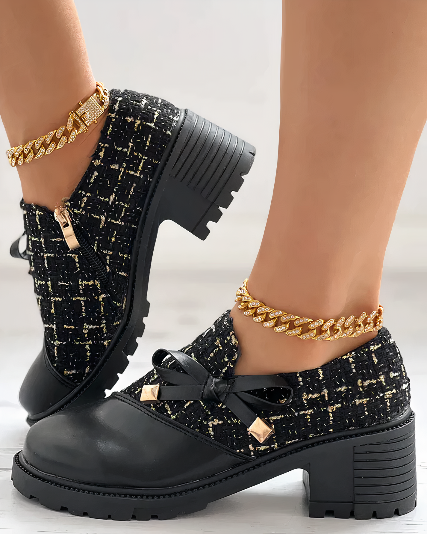 Blockabsatz Schuhe Damen | Elegantes Schleifendetail & Glamour