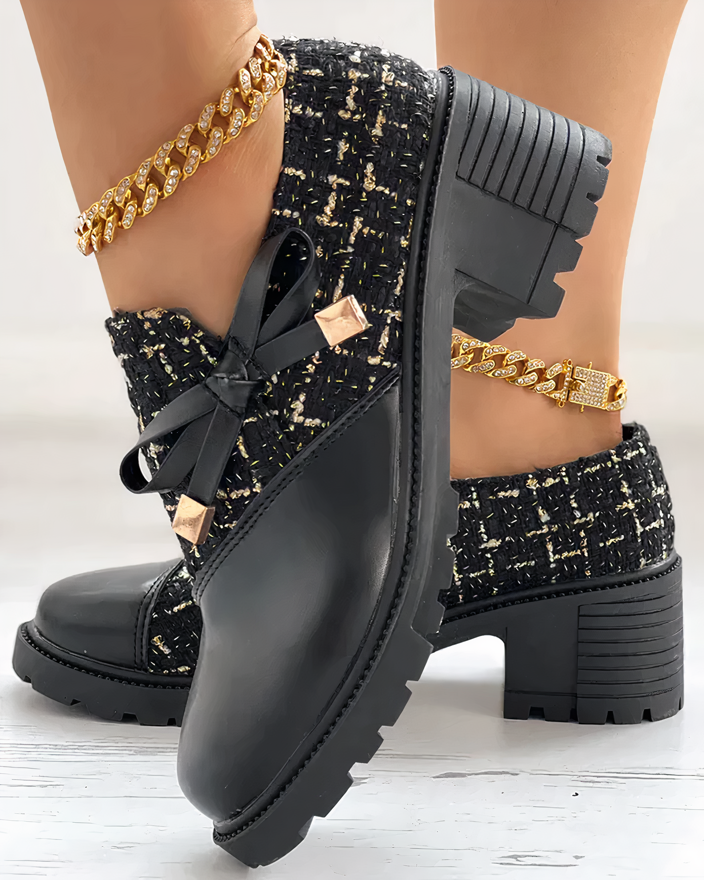 Blockabsatz Schuhe Damen | Elegantes Schleifendetail & Glamour