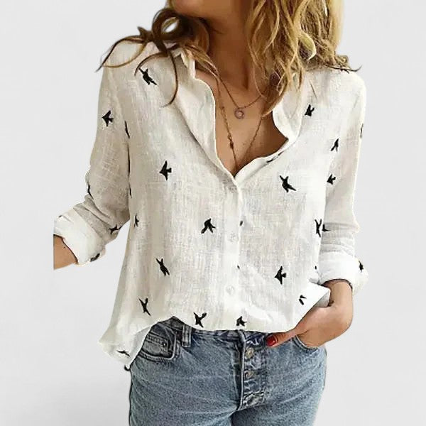 Winifred | Elegante Damenbluse mit V-Ausschnitt – Blumendruck für festliche Anlässe 6