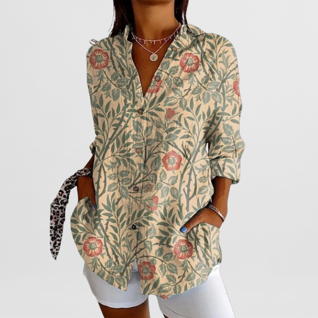Bluse Damen | Gemustert & Lässig Elegant mit Knopfleiste