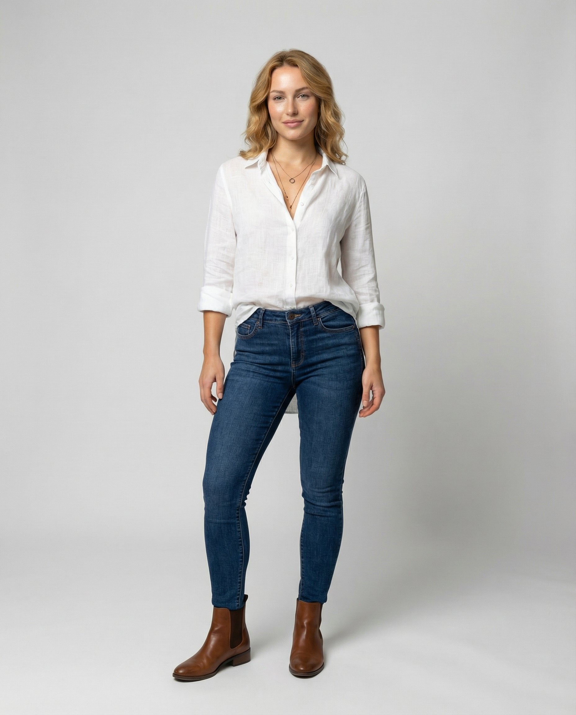 Bluse Damen | Klassische Hemdbluse mit Dreiviertelarm & Umlegekragen
