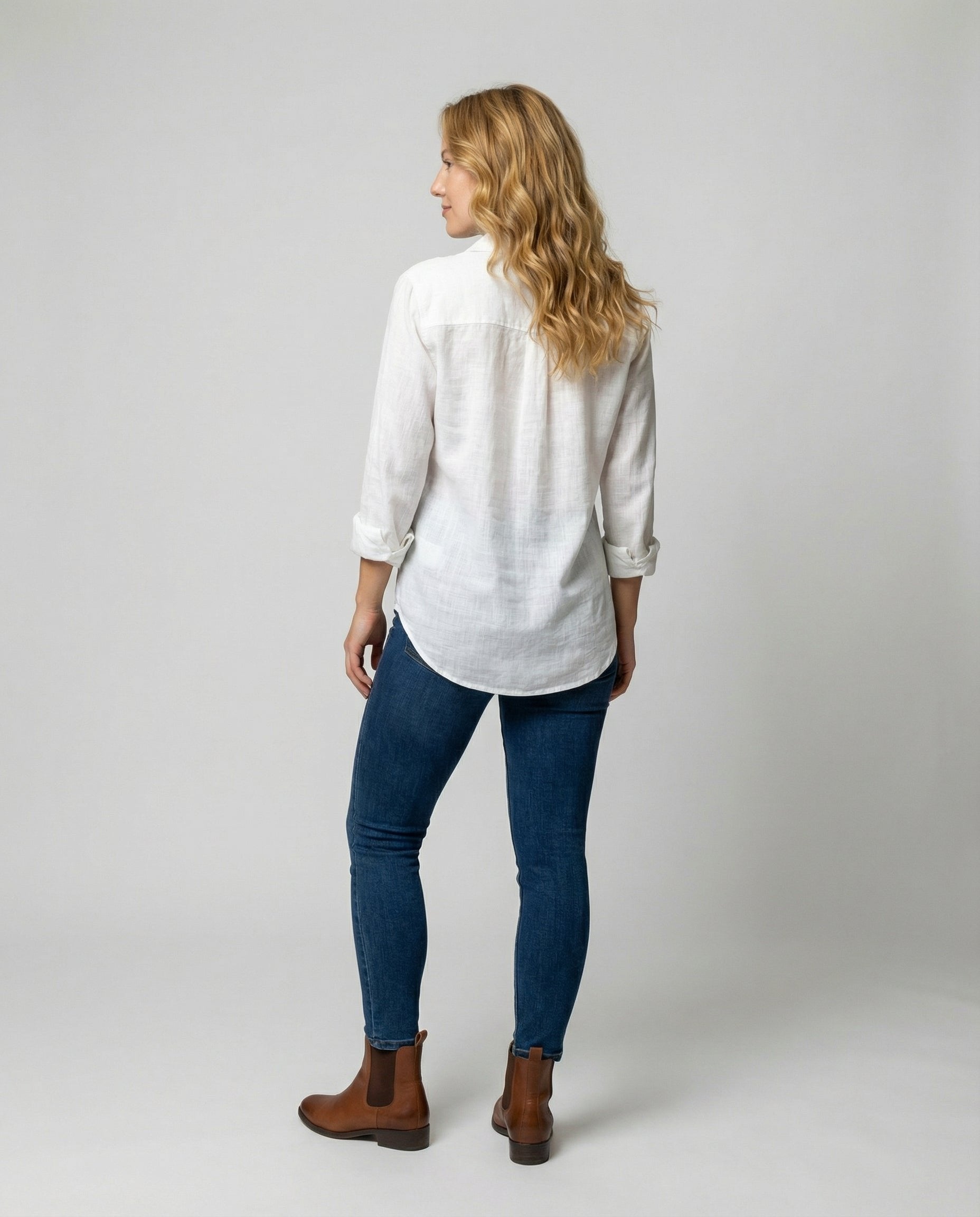 Bluse Damen | Klassische Hemdbluse mit Dreiviertelarm & Umlegekragen