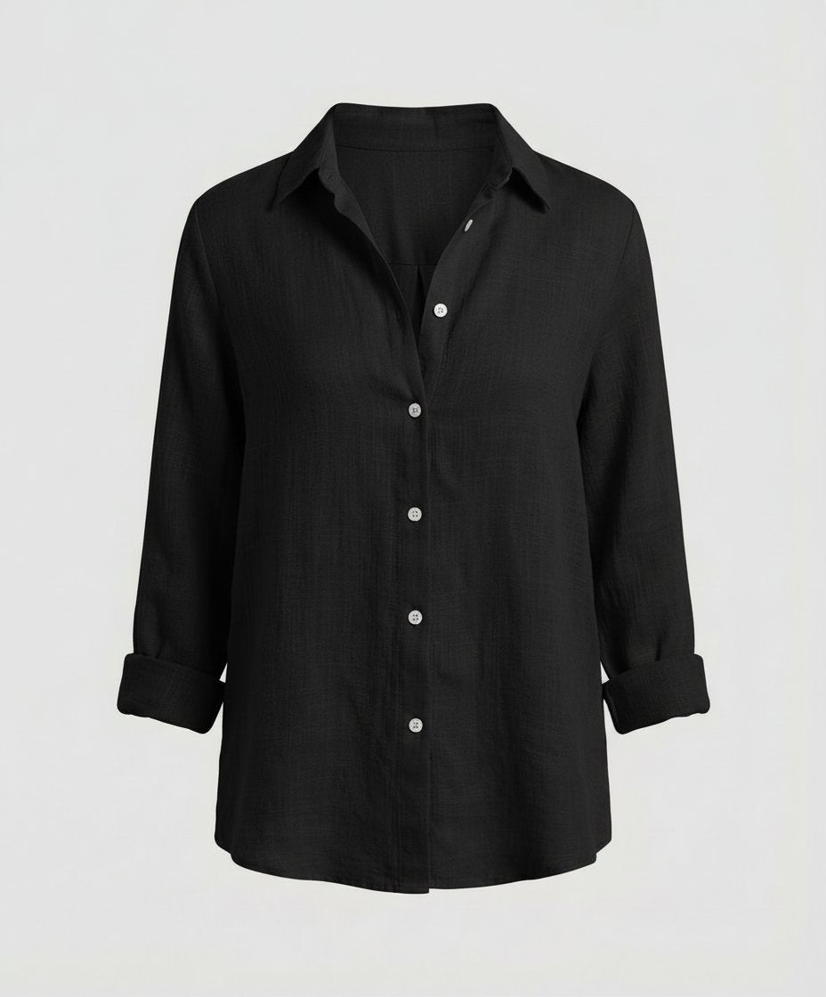Bluse Damen | Klassische Hemdbluse mit Dreiviertelarm & Umlegekragen