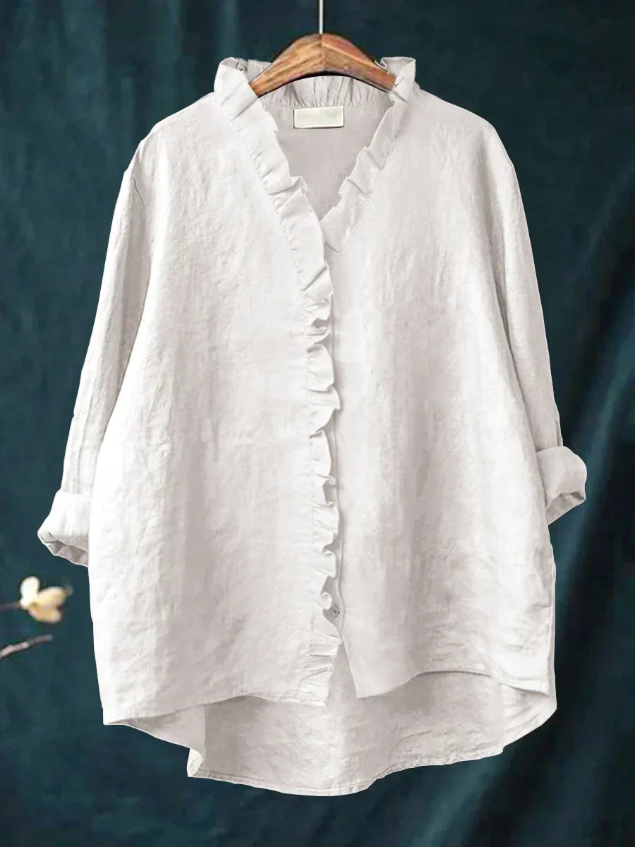 Bluse Damen | Lässig Elegant mit Rüschen & V-Ausschnitt